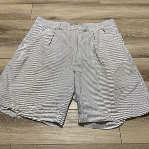 Polo Ralph‎ Lauren Shorts Seersucker Chino Mens 36 Blue White Stripe Stretch